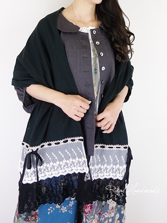 [予約販売] ヨーロッパチャコールリネンドルマン羽織りブラウス 7枚目の画像