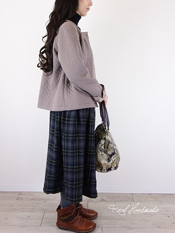 ウールガーゼと起毛ビエラフラワーギャザースカート 7枚目の画像