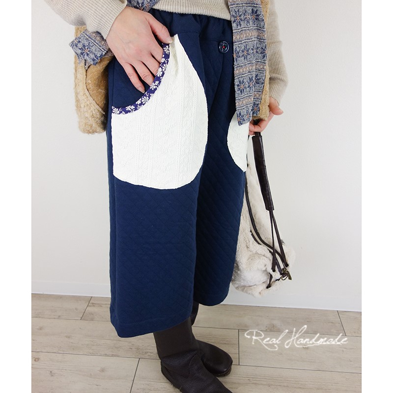 [予約販売]キルトニットネイビーキュロット