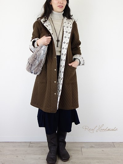 [予約販売] キルトニットアイレットレースパーカーコート