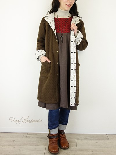 [予約販売] キルトニットアイレットレースパーカーコート