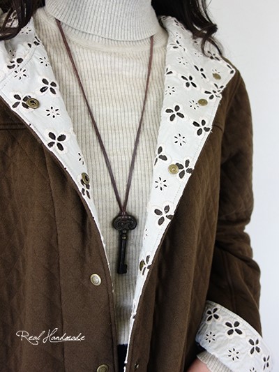 [予約販売] キルトニットアイレットレースパーカーコート