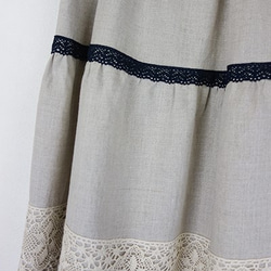 [予約販売]　リネンネイビースカラップレースティアードスカート 6枚目の画像