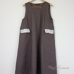 [予約販売] ヨーロッパモカリネンレースジャンパースカート 4枚目の画像