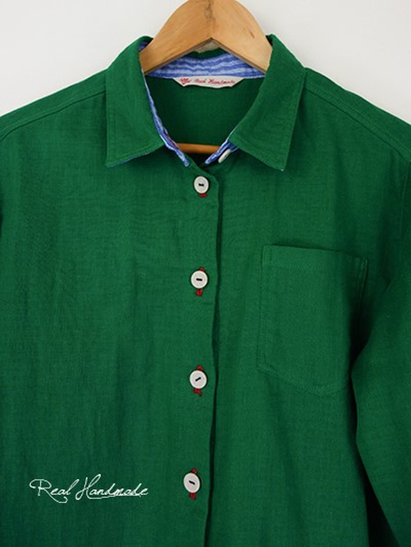 [予約販売] エバーグリーンWガーゼクルミボタンシャツ 4枚目の画像