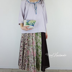 [予約販売]　リネン紫陽花ポーチ 5枚目の画像