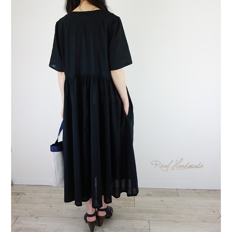 [予約販売] ブラックスカラップカシュクールワンピース