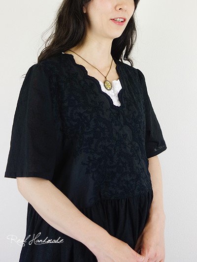 [予約販売] ブラックスカラップカシュクールワンピース