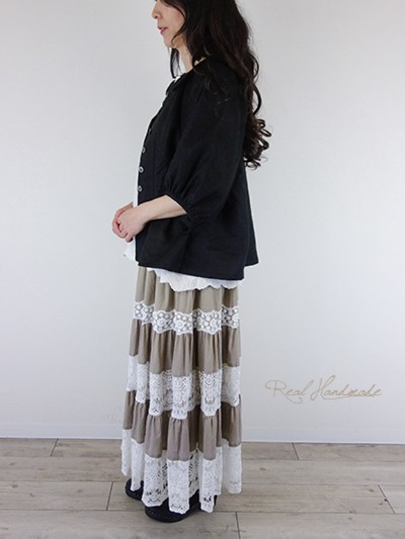 [予約販売]　ヨーロッパブラックリネンドルマン羽織りブラウス 10枚目の画像