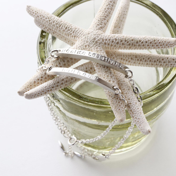 ペアにもなるメンズブレスレットオーダーメイド刻印3.0ｍｍ角 6枚目の画像