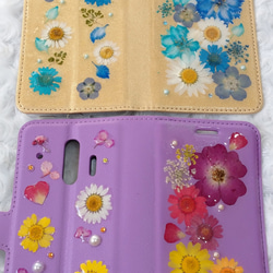 ＊押し花スマホケース＊オーダー品＊ゴールド&パープル＊ 3枚目の画像