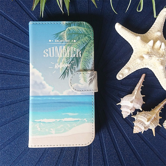 「summer holiday」手帳型スマホケース（iPhone・Android対応）#sc-0055-b【受注生産】 1枚目の画像