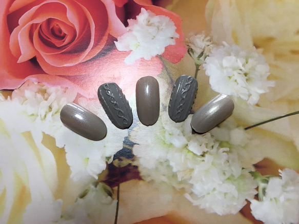 ニットネイル グレーネイル 冬ネイル ネイルチップ ネイルチップ（つけ