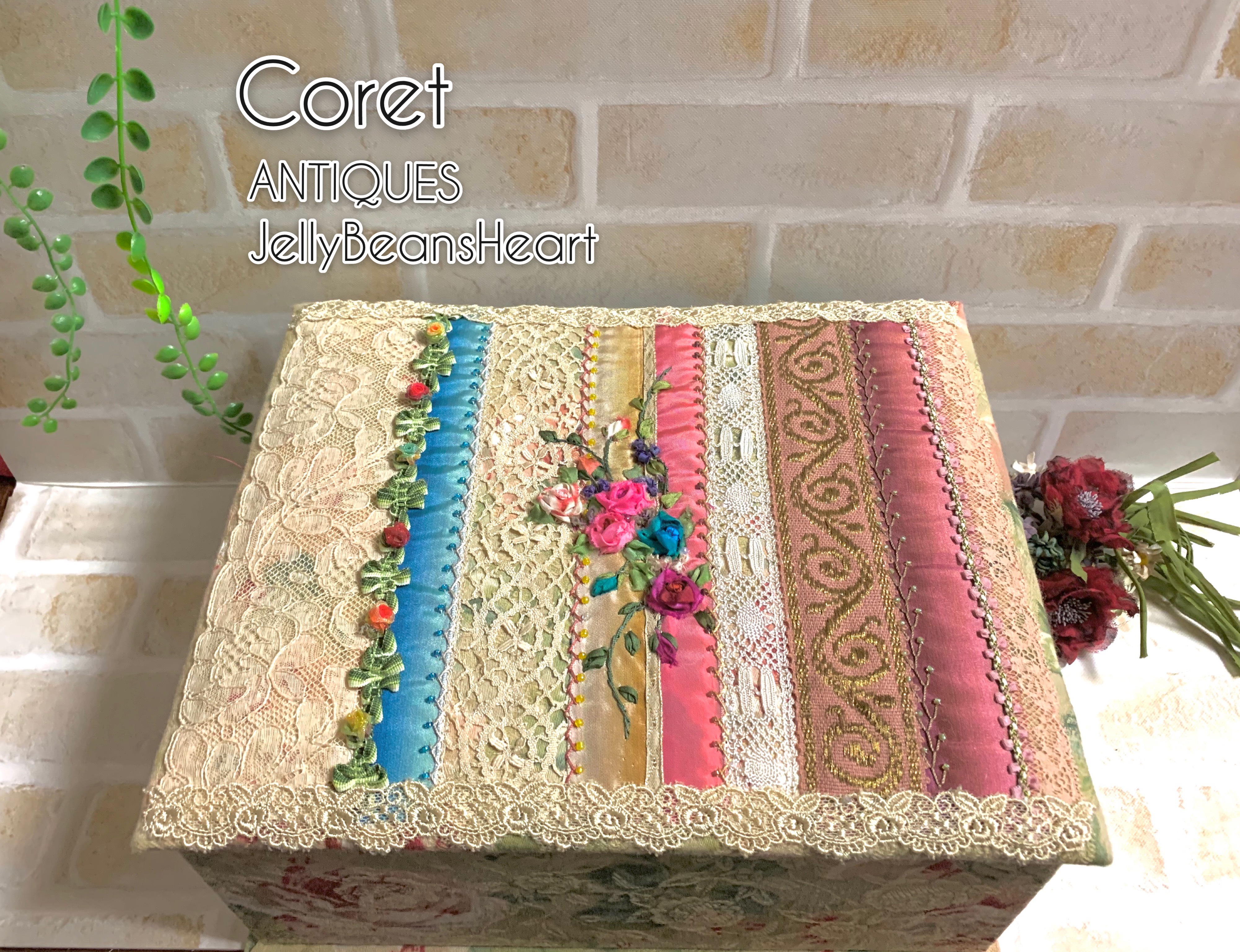 フランスアンティーク✨大きなカルトナージュBOX✨(*´艸｀*)リボン 収納✨ フランスアンティーク カルトナージュボックス | Bonny Bee