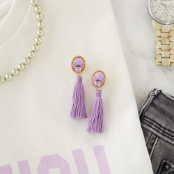 petite jewelry ～ light purple ～ 刺繍 ピアス / イヤリング 5枚目の画像