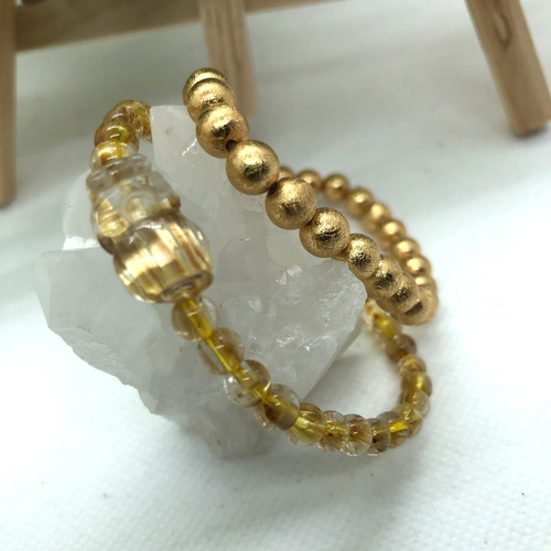 貔貅ゴールドタイチンルチル(高品質)とギベオン隕石の金運爆上げ２連格安ブレス 大人気商品]貔貅ゴールドタイチンルチルとギベオン隕石の金運爆上げ2