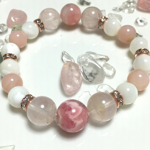 専用！大特価‼️天然石（インカローズ、ディープローズクォーツ等）ブレスレット インカローズ ローズクォーツ ピンクカルサイト 水晶AAA
