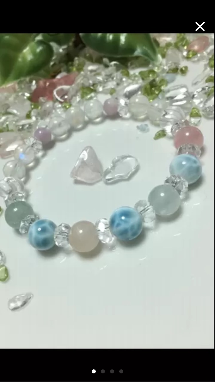 ◉超おススメ品！ラリマー/高品質ベリル/レインボー/クンツァイト ブレス
