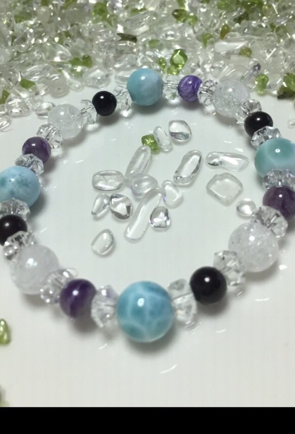 スペシャルなラリマー  とチャロアイト スギライトのブレスP-307-57 11,800円