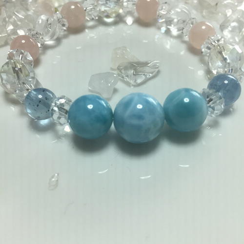 marve belle　ラリマー　2本 ラリマー と(ブルー&ピンク)アクアマリンのブレス ブレスレット marve