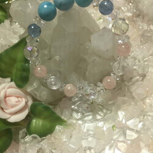 ラリマー と(ブルー&ピンク)アクアマリンのブレス ブレスレット marve