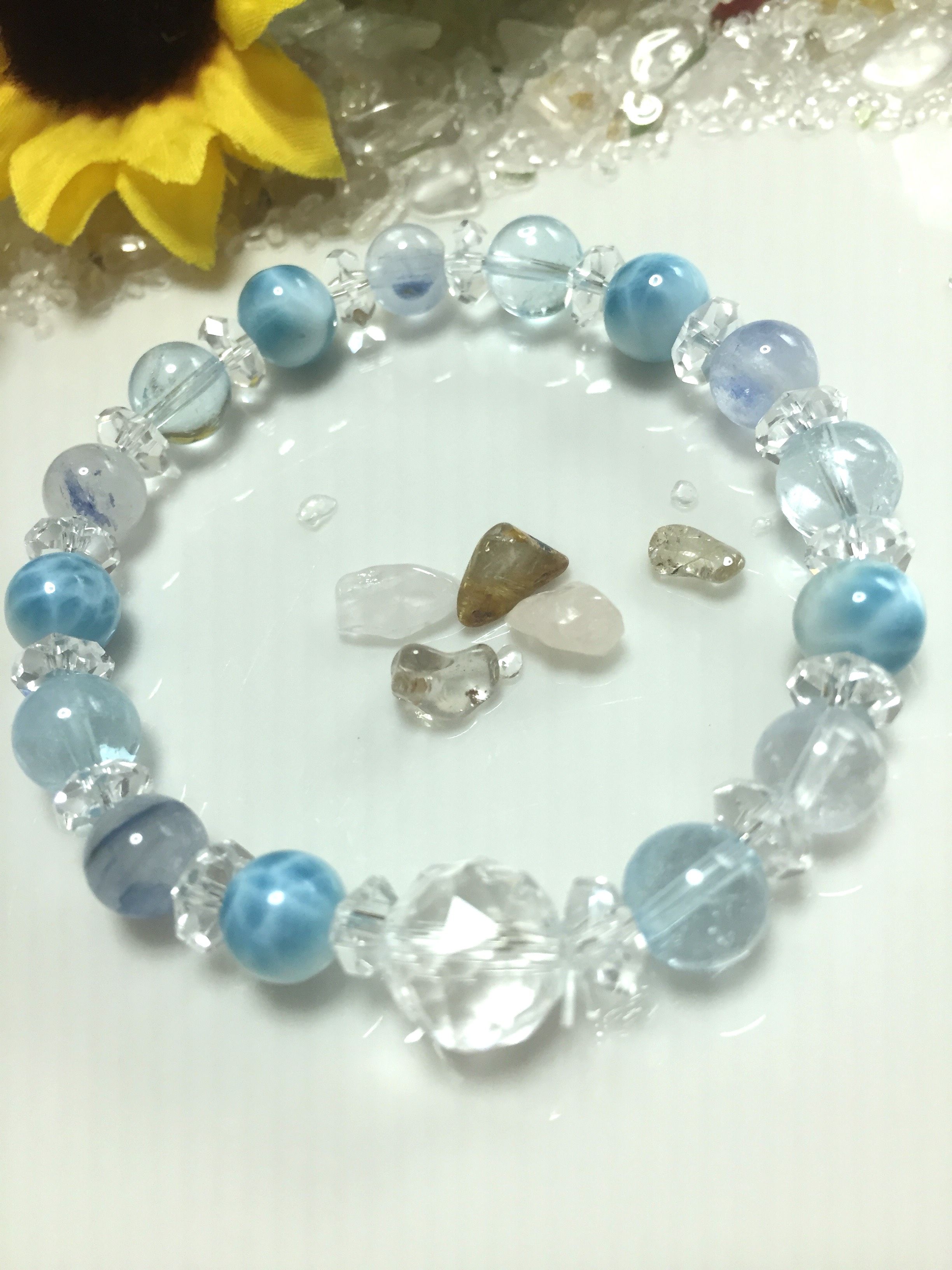 ラリマー とデュモル&ブルートパーズのダイヤモンドブレス 10,904円