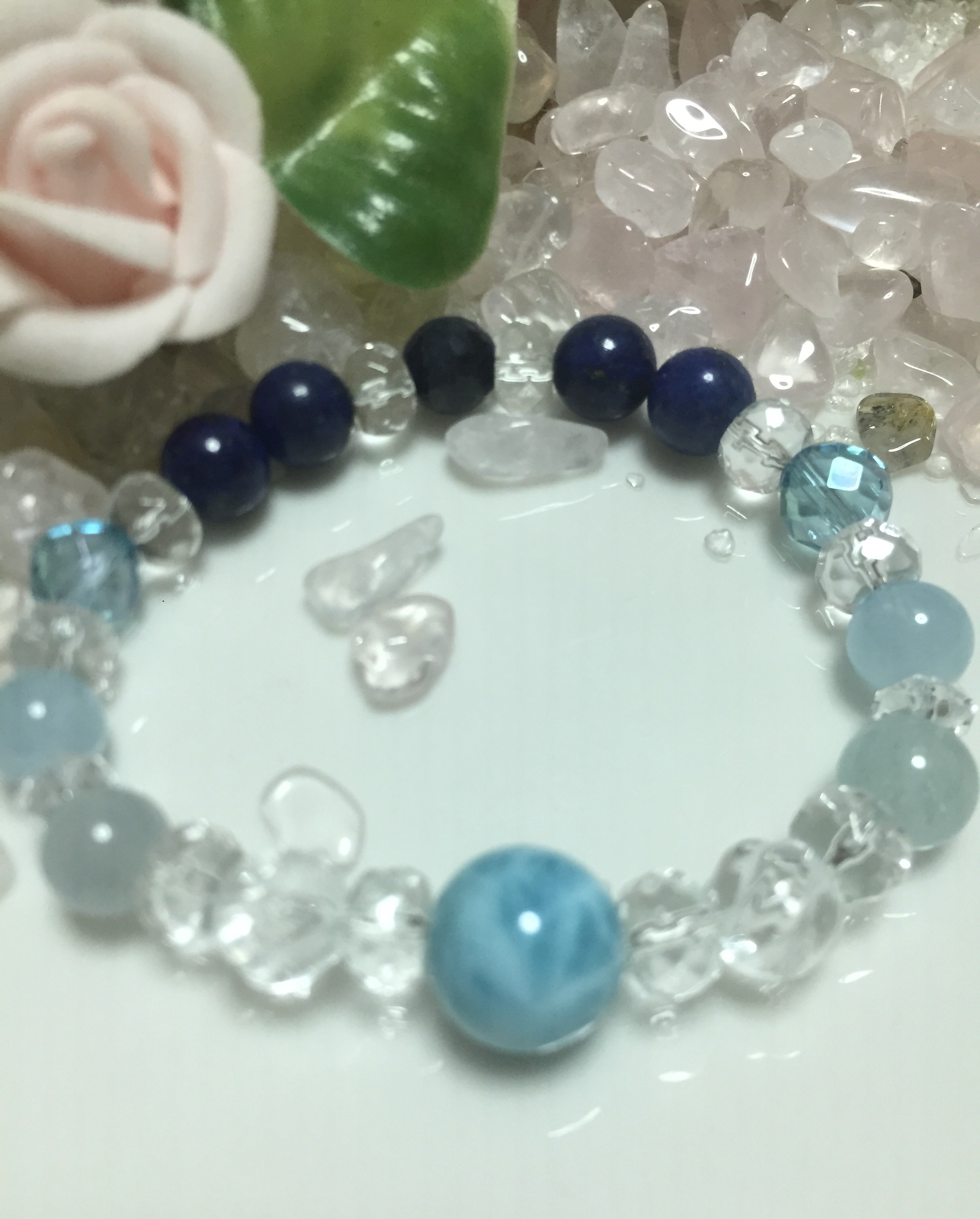 ラリマー   (大)とサファイア&ラピスラズリ豪華ブレス