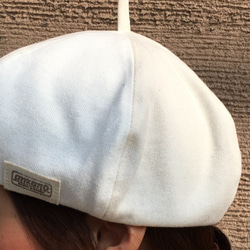 春夏ベレー帽　コットン100％　キナリ×オフホワイト　Sサイズ 7枚目の画像