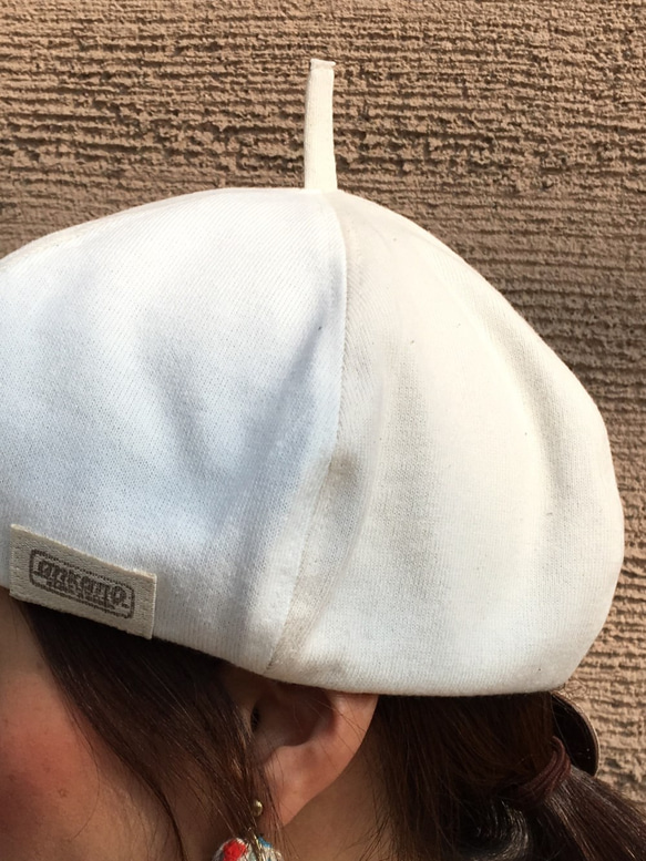 春夏ベレー帽　コットン100％　キナリ×オフホワイト　Sサイズ 7枚目の画像
