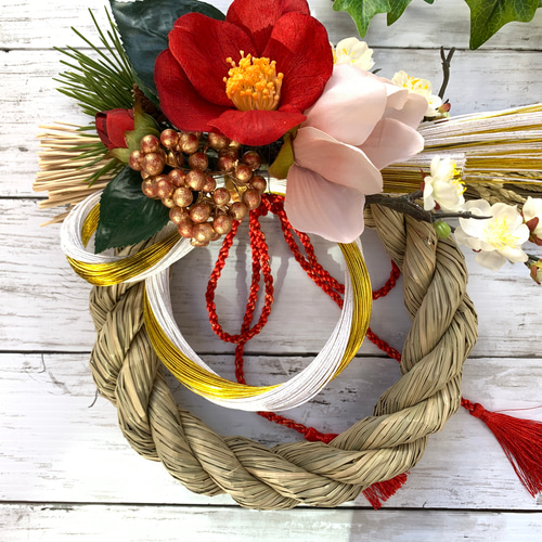 2021迎春】椿のお正月飾り◇ ＃お正月飾り ＃しめ縄 ＃しめ縄飾り