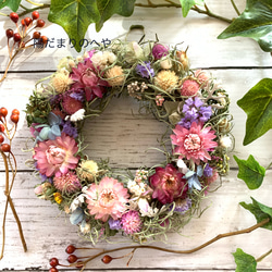 煌めく冬】千日紅と帝王貝細工のナチュラルリース ＃クリスマス