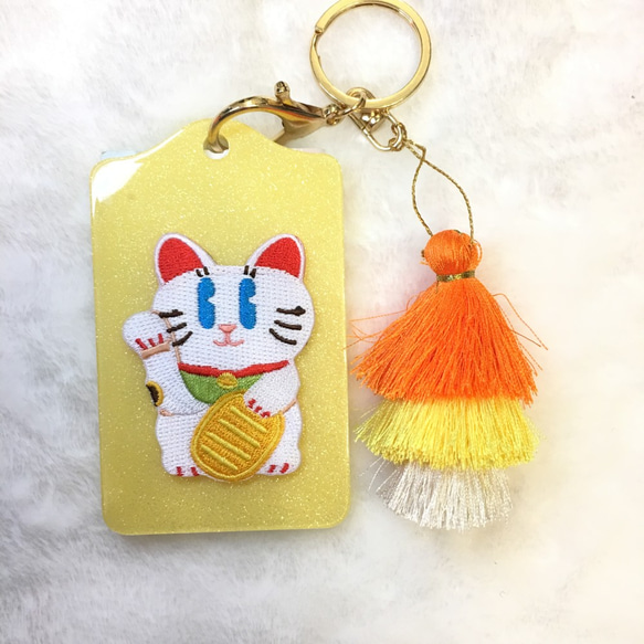 YHM刺繍カードセット（ラッキーキャット）カードホルダー 1枚目の画像