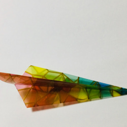 ステンドグラス風折り紙・飛行機ブローチ 8枚目の画像