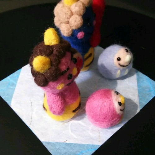 羊毛フェルト】☆節分！赤鬼&青鬼セット！ダルマさんも一緒☆ 羊毛