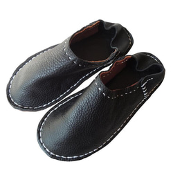 Large 27-28cm: Scrappy leather slippers #2 [SP-0074-003] 1枚目の画像