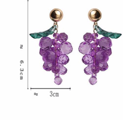 ボリューム感　ぶどうピアス　シルバー針　紫　エレガント　レトロ 3枚目の画像