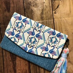 Ｙ様専用　オルテガ財布　フラミンゴ白　ピンク、青S 4枚目の画像