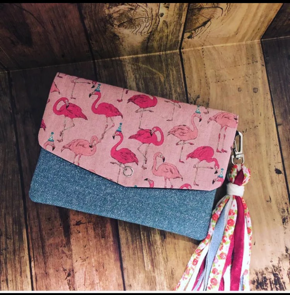 フラミンゴ ピンク Sサイズ 母子手帳ケース タッセル 西海岸サーフ  