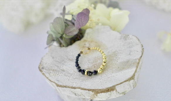 K18YG　パライバトルマリン　オニキス　リング　指輪 K18YG オニキス リング K18YG パライバトルマリン オニキス リング