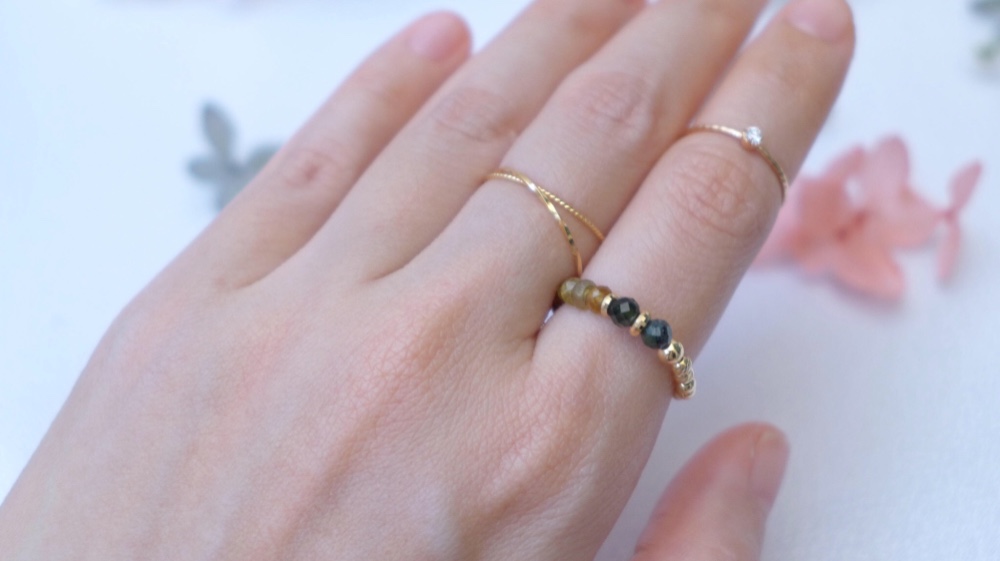 K18YG イエローゴールド トルマリン 指輪 リング 華奢 上品