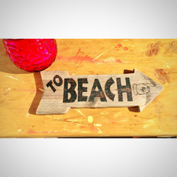 ★西海岸風なシルバーグレイの木製標識 ビーチ 2枚目の画像
