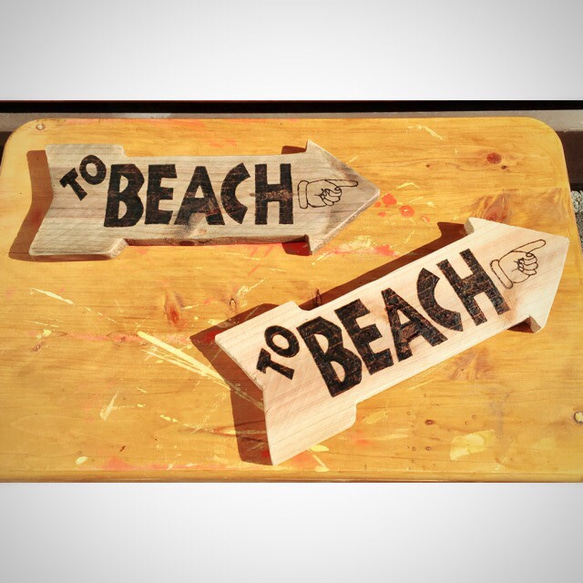 ★西海岸風なシルバーグレイの木製標識 ビーチ 3枚目の画像