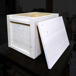 Woodbox450 ペイルホワイト、収納ボックス、ベンチ、スツール、 3枚目の画像