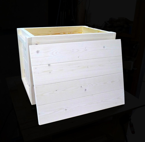 Woodbox450 ペイルホワイト、収納ボックス、ベンチ、スツール、 4枚目の画像