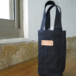 ダンシング良い袋ダークブルーデニム牛革標準のキャリーバッグ、飲料バッグ[変更潮の変更バッグ] 3枚目の画像