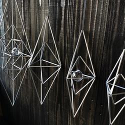 ヒンメリ「氷 アイススピア」小サイズ　野外使用可なアルミ製　オプションでサンキャッチャー　幾何学オブジェ　シルバー 4枚目の画像