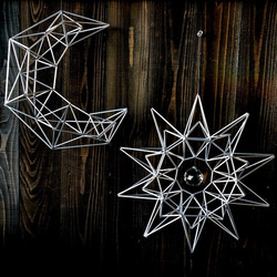 ヒンメリ「太陽のリース」野外使用可なアルミ製　オプションでサンキャッチャー　幾何学オブジェ クリスマスオーナメ 4枚目の画像