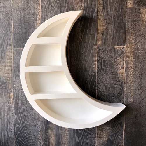 三日月の飾り棚 ホワイト」moon 三日月シェルフ 鉱物専用棚 鉱物の