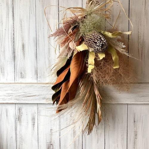 ドライフラワースモークツリースワッグブーケリースワイルドフラワー
