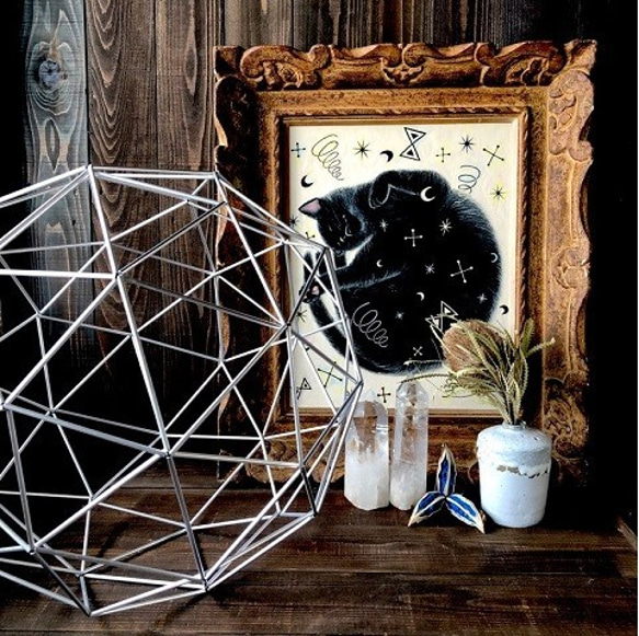 ヒンメリ「惑星」特大サイズ 46cm球体 オーナメント 野外使用可なアルミ製　幾何学オブジェ　シルバー 6枚目の画像